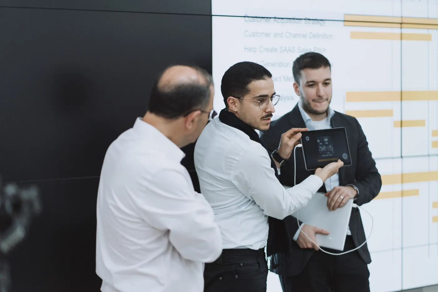 Demonstrating the Smartlocker interface on a tablet