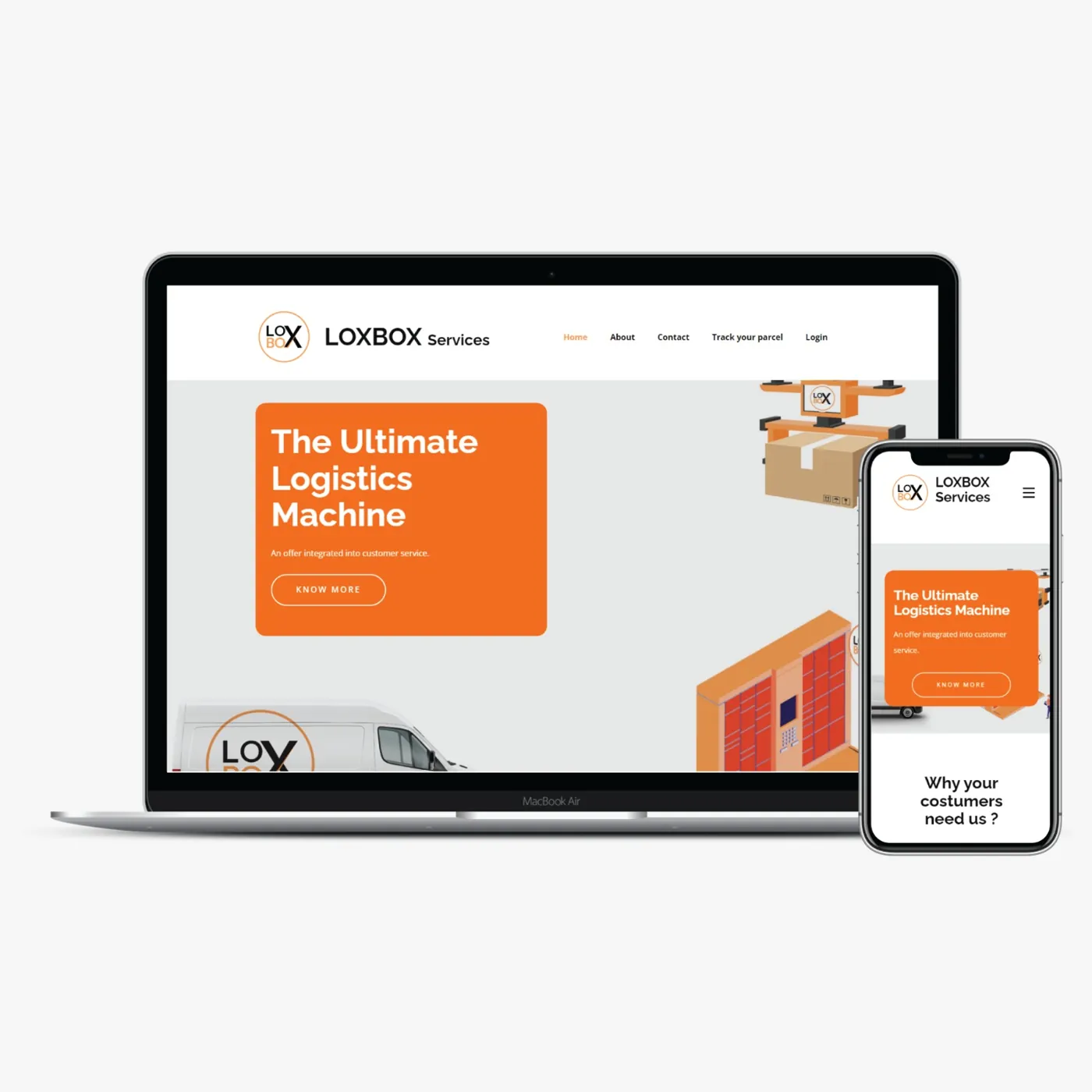 The early LOXBOX Services website, on desktop and mobile