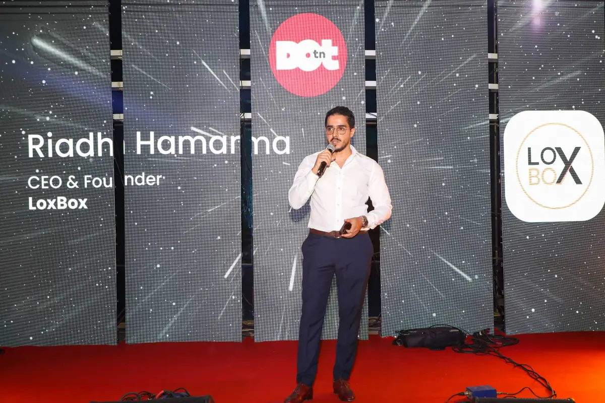 Riadh Hamamma, CEO and founder of LOXBOX, on stage at The Dot